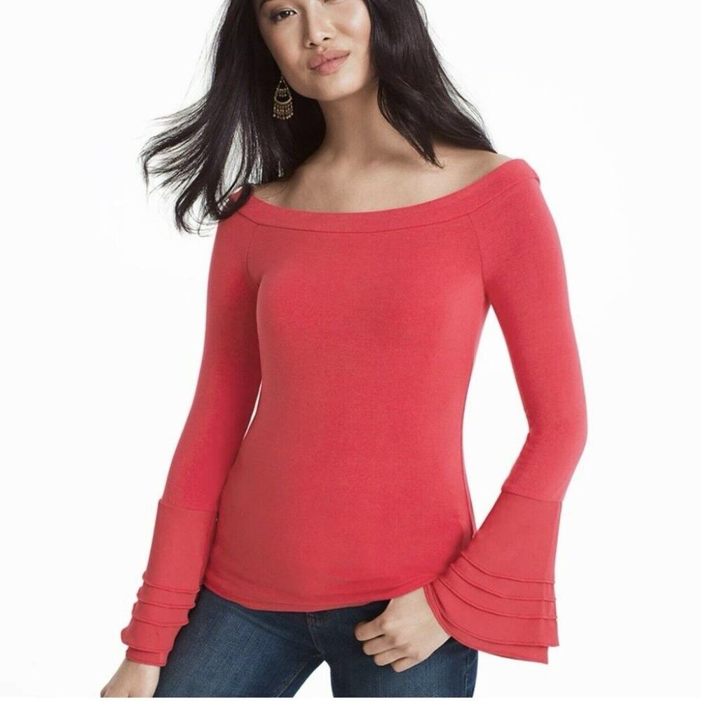 White House Black Market Long Sleeve Top Red Coral XXS NWT